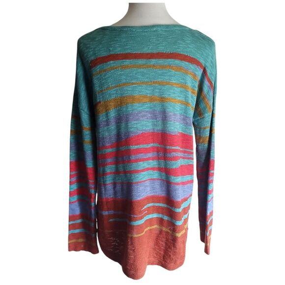 Soft Surroundings Verse Striped Boat Neck Longline Sweater Womens Medium - Picture 4 of 9